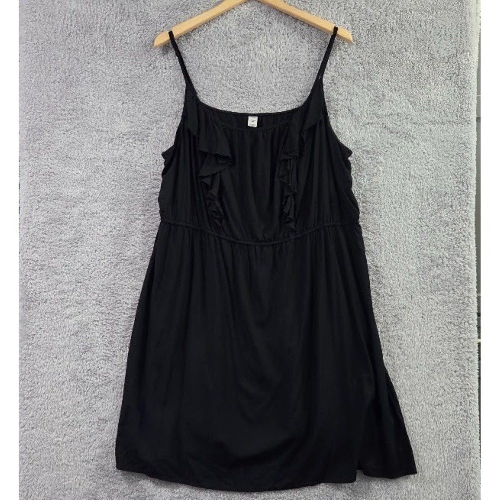 Old Navy Ruffle Sleeveless Dress Women XXL Black Elastic Waist Sun Dress LBD